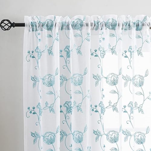 Miniatura 26 de MYSTIC-HOME Cortinas traslúcidas de 84 pulgadas de largo, 2 paneles de cortinas traslúcidas blancas para dormitorio y sala de estar, cortinas para