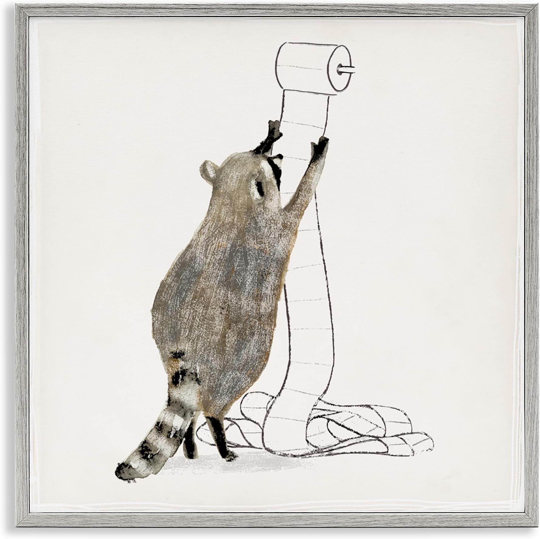 Stupell IndustriesRaccoon Toilet Paper Hoarder Framed Giclee Art by Victoria Barnes