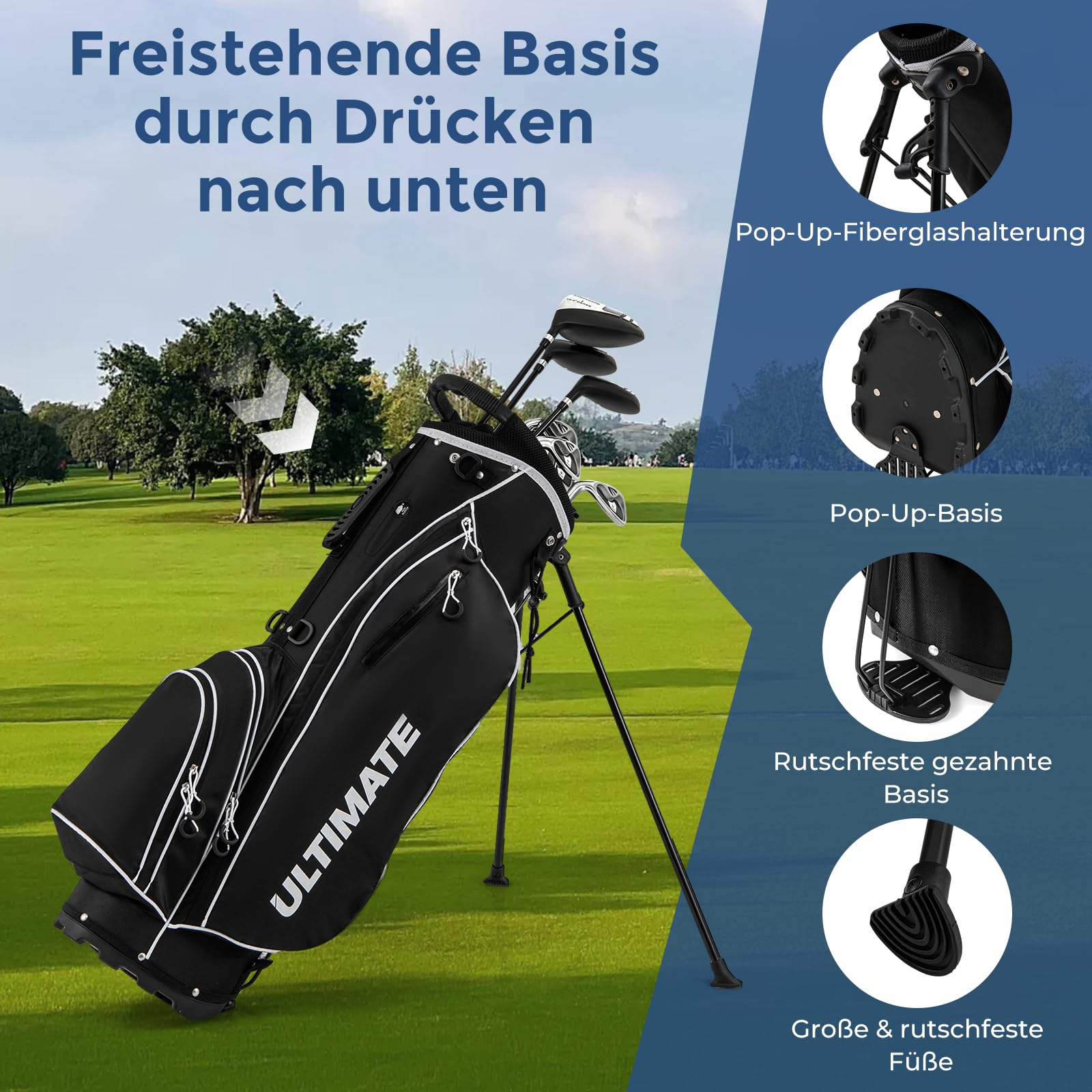COSTWAY Golfschläger Set Herren, 9 teiliges Golfset linkshändig mit Golftasche & Regenhaube, Golfschlägersätze mit Putter, Driver & Fairway & Hybrid & Eisen, Komplettes Golf Set