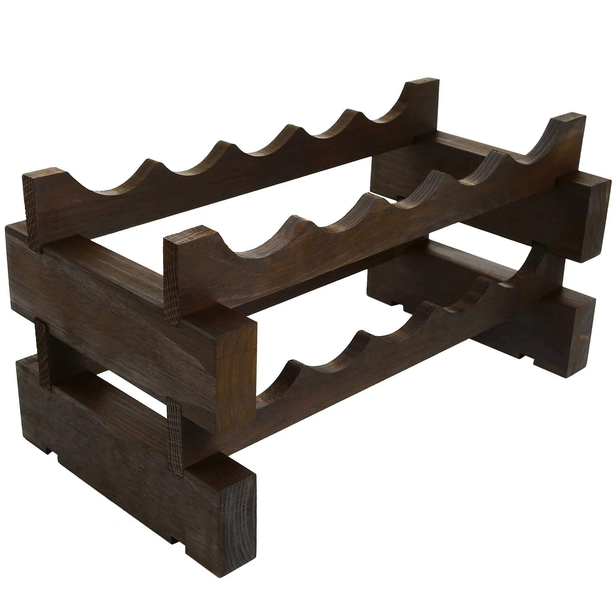 5 Bottle Wide Wine Rack Dark Stain