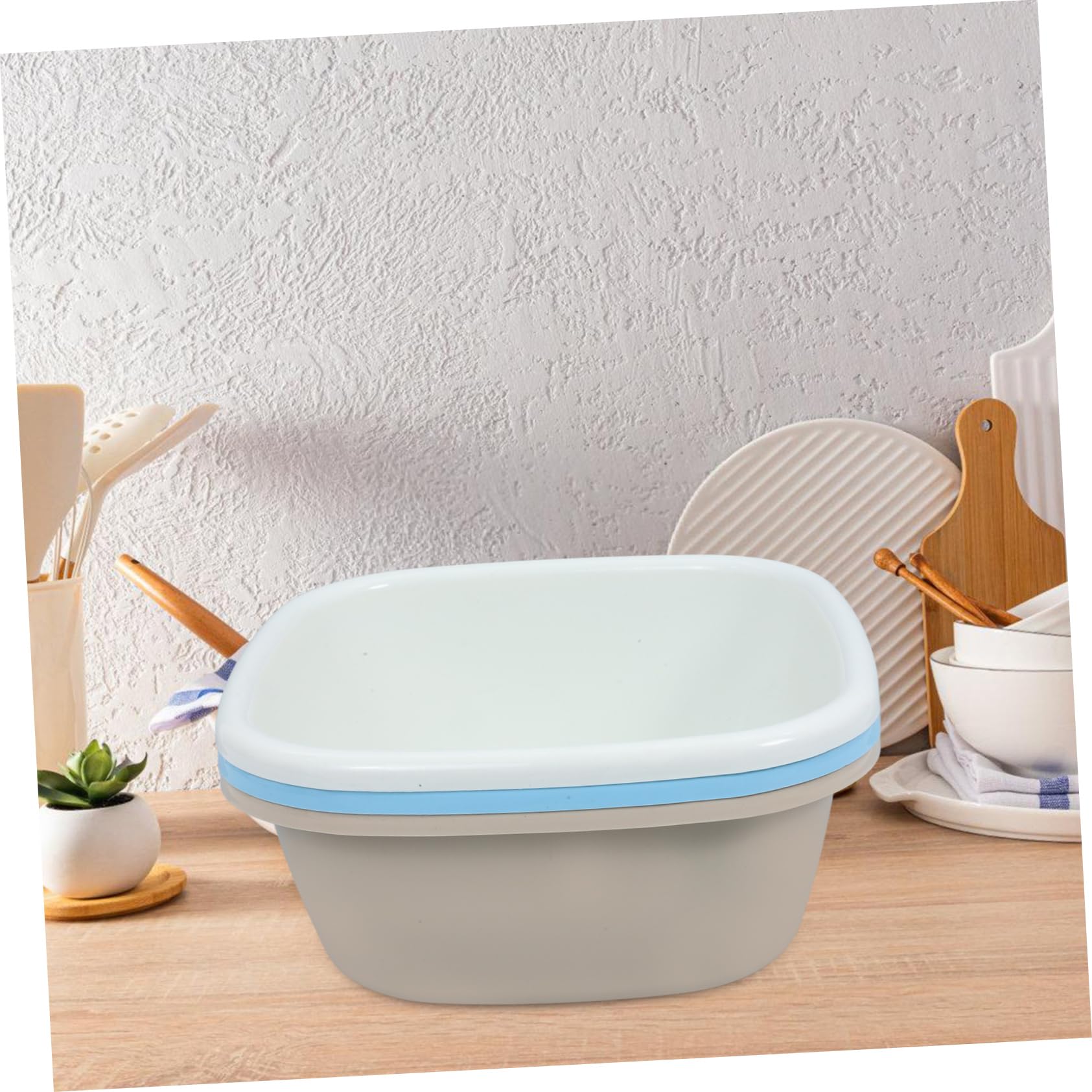 Beaupretty Lot de 3 Bassines Carrées Grand Format en Pp Épais, Bleu, Kaki et Blanc, Bac à Vaisselle pour Évier Cuisine, Lavage Vaisselle et Bassine Multifonction pour Bébé et Usage
