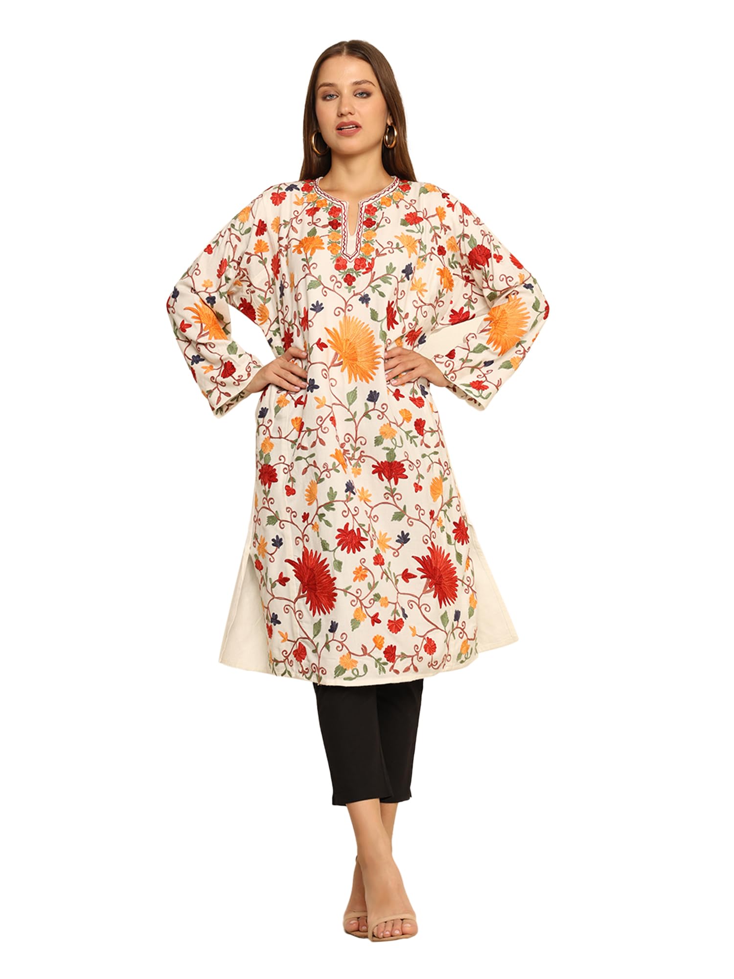 Kashmiri Embroidered Phiren Allover Design-image-10