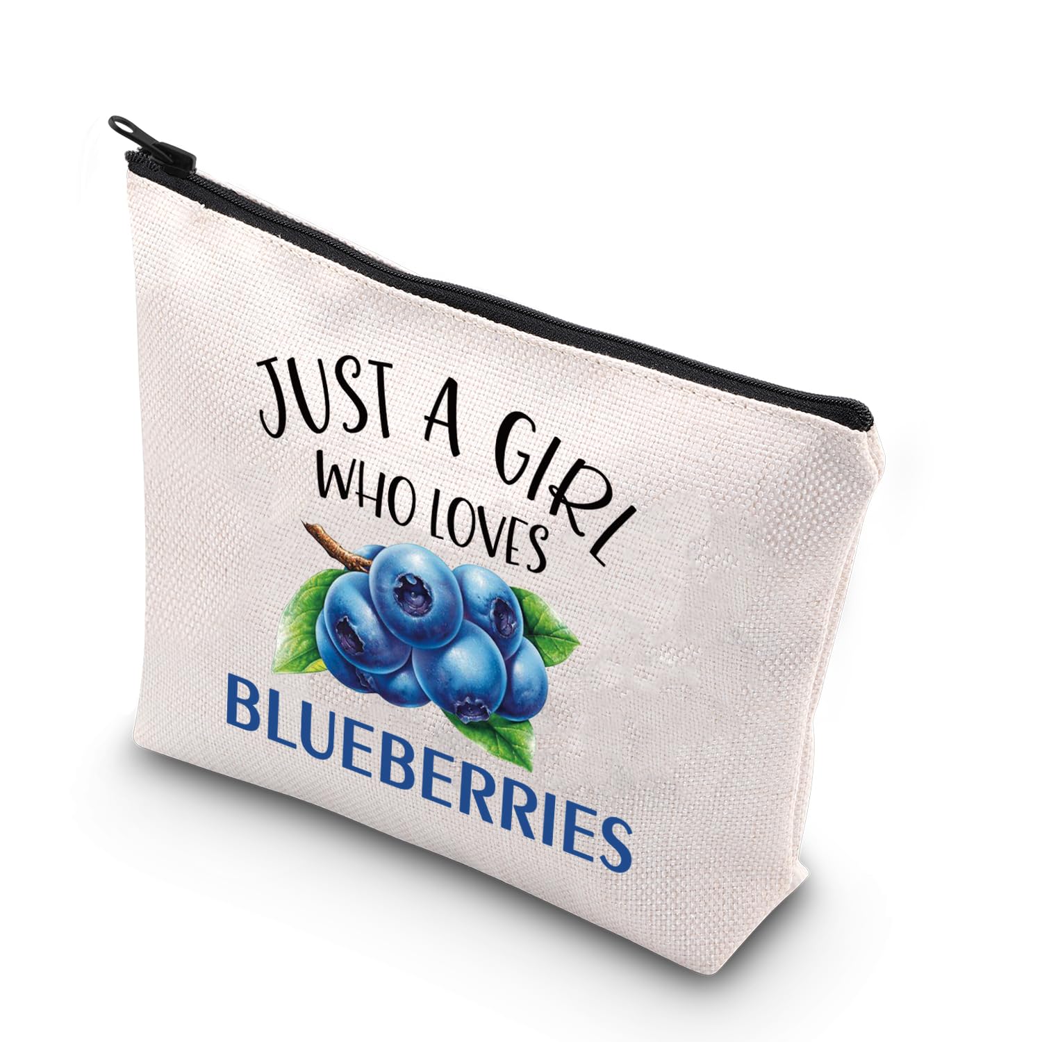 BDPWSS Make-up-Tasche „Just A Girl Who Loves Blueberry“ – Wasserdichte Kosmetiktasche, 23x17 Cm, Canvas