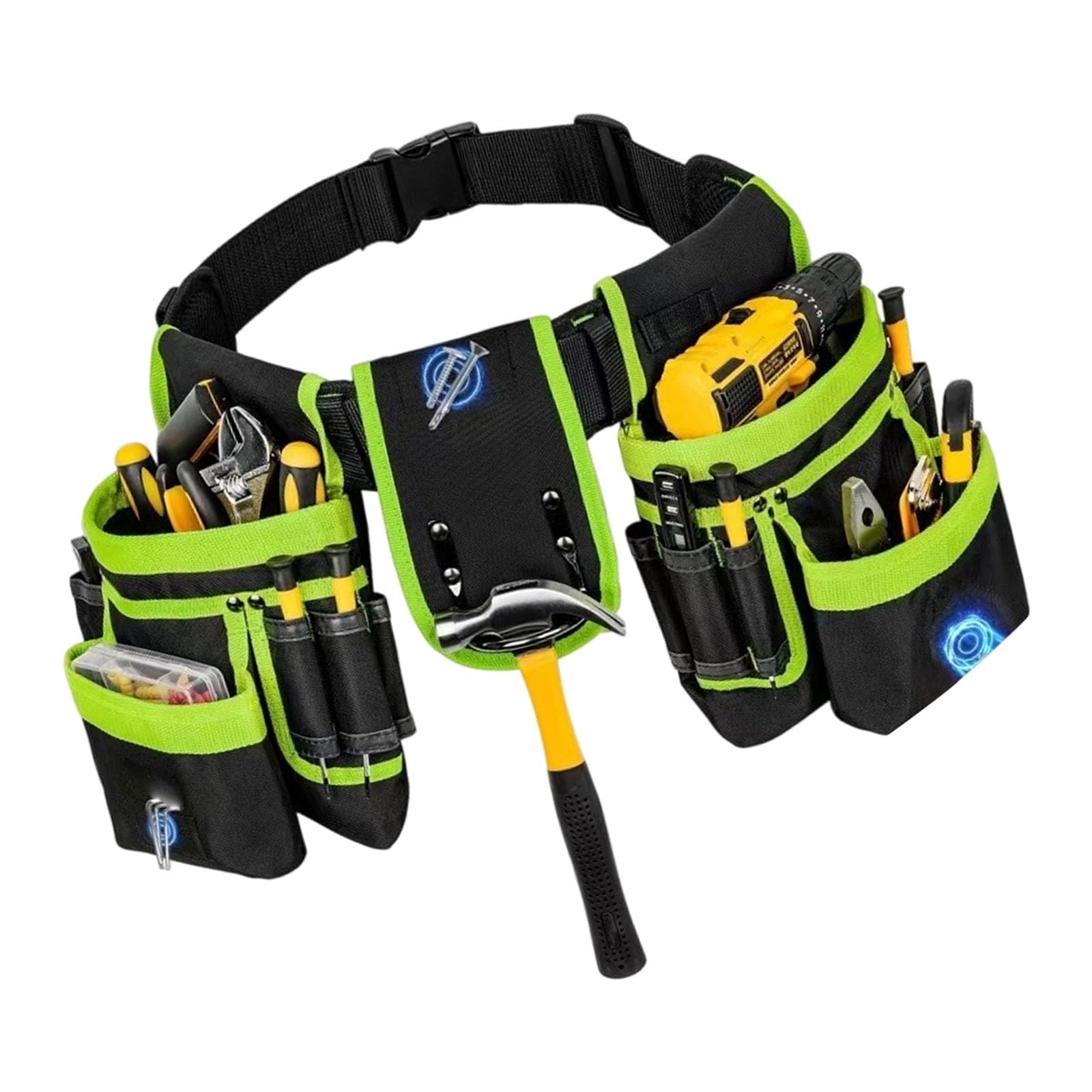 Mekalero Green Work Pouches Electrician Bag Tool Belt For Electricians 600D Cloth Fabric Storage Bag Belt