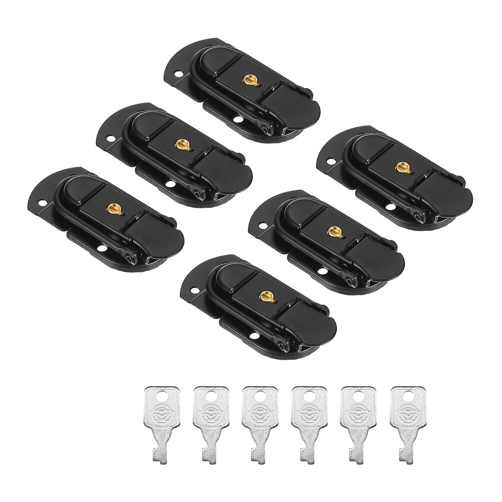 PATIKIL Suitcase Lock Hasp (Black) (6Pcs) Decorative Metal Toggle Catch Latch with Key Suit for - Suitcase/Jewelry Boxes/Wooden Case/Luggage