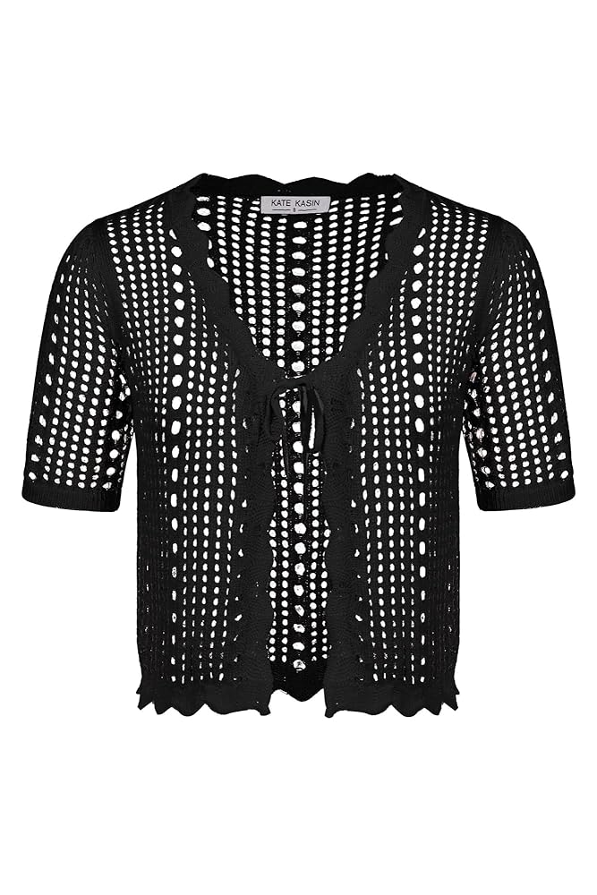 Kate Kasin Women's Elegant Short Sleeve Lace Shrug Hollow