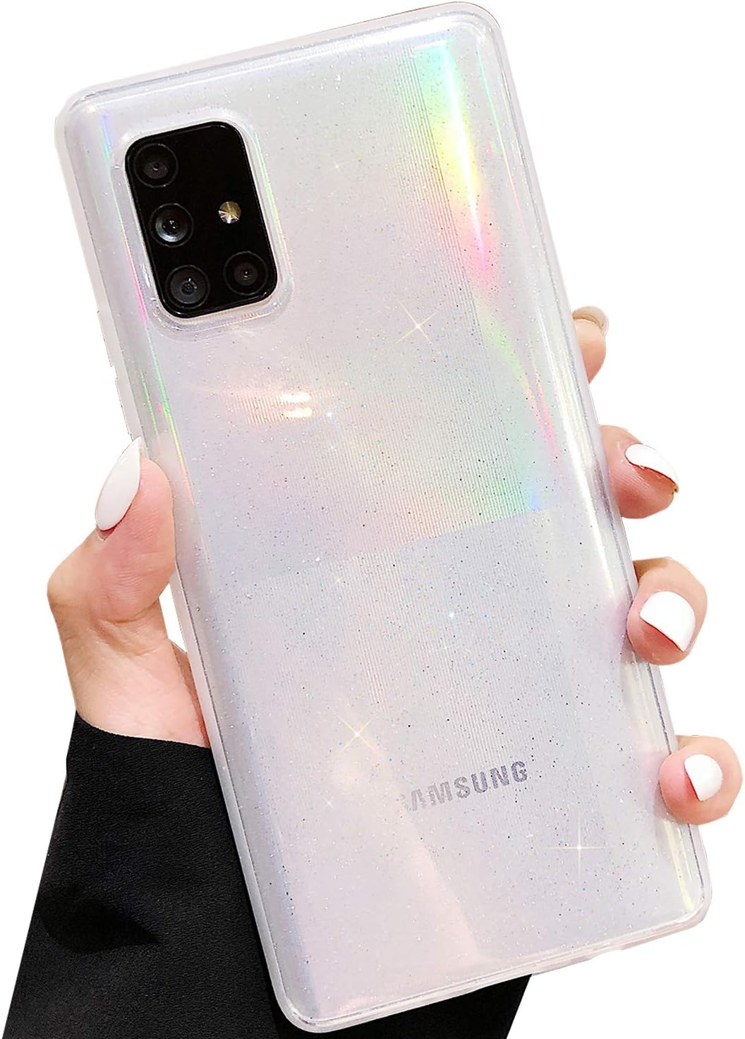 Hapitek for Samsung Galaxy A71 5G Case Protective Glitter Bling Cute Girly Durable Slim TPU Floral Case for Samsung Galaxy A71 5G Bling (NOT for A71 5G UW)