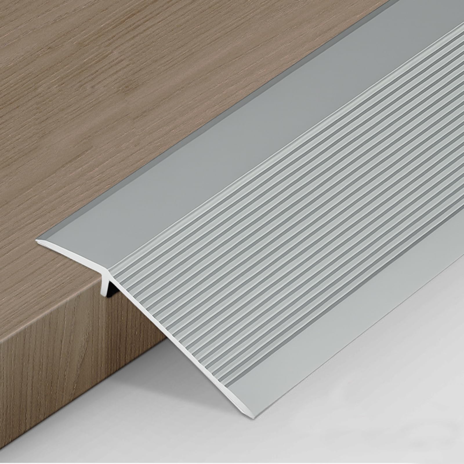 Strisce di transizione per pavimento in alluminio, 0,9 m x 10 cm, autoadesive con bilanciamento dell'altezza 8-40 mm, listello di transizione per laminato, piastrelle, legno, rampa per