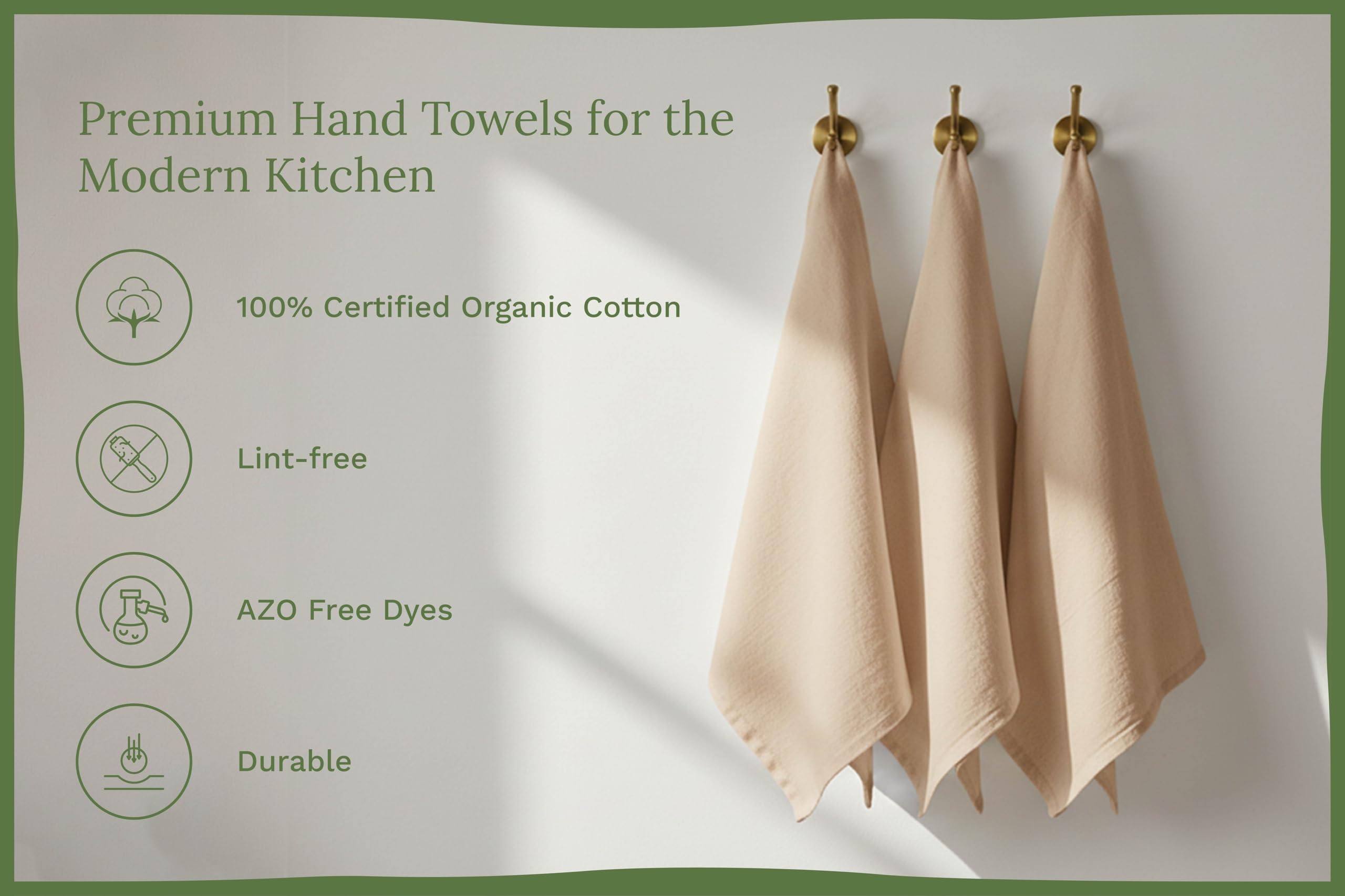 Lot de 10 torchons en Coton Bio Beige très absorbants pour la Cuisson, la Fabrication du Pain et la Cuisine, 68,6 x 68,6 cm, absorbants et Non Pelucheux