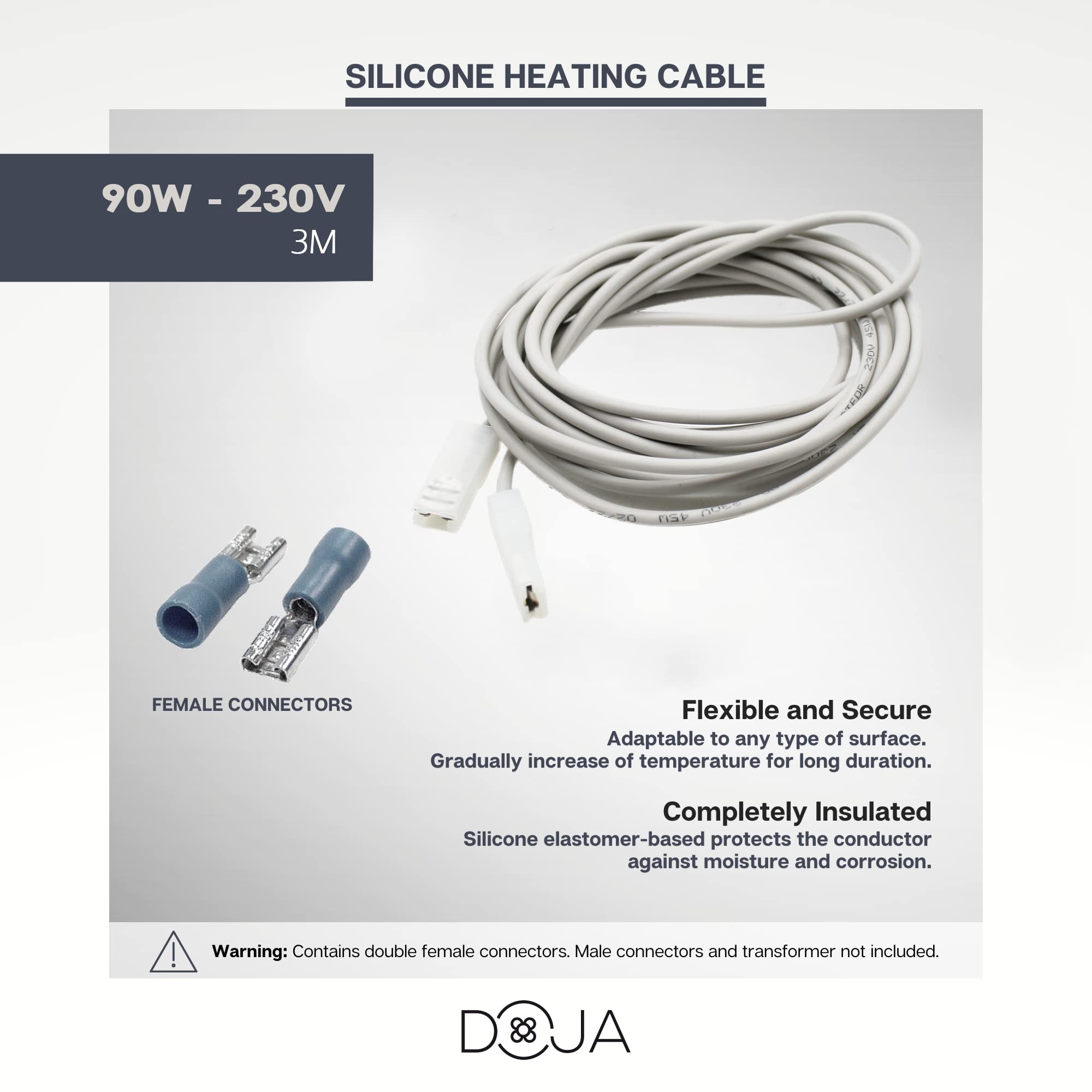 DOJA Industrial | Cable Calefactor 60W | 2 Metros | 230v | Resistencia de Silicona Professional para Incubadora Terrario Reptiles Acuario Semilleros | Sonda Calentador Fabricacion de Cerveza Vino — view 15