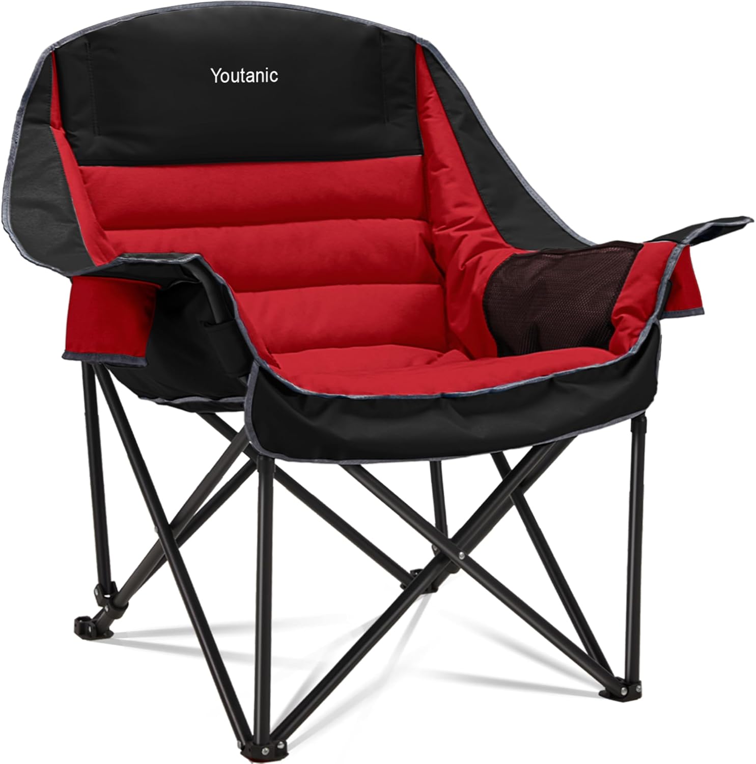 Oversized Camping Chair, Portable Folding Camping Chairs with Side Pocket, Cup Holder and Carry Bag, Heavy Duty Outdoor Camping Chairs for Adults, Fishing, Sports, Trip, up to 400lbs, Style 5