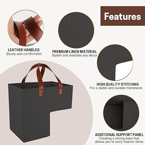 Miniatura 6 de SAM AND MABEL Cestas de escalera para escaleras alfombradas y de madera  16 pulgadas de largo x 9.5 pulgadas de ancho x 16 pulgadas de alto Cesta de