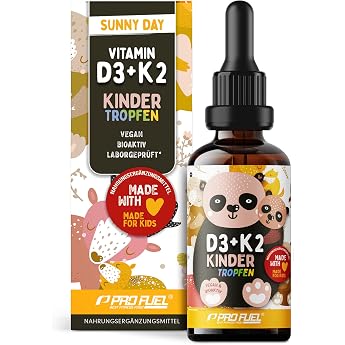 Vitamin D3 + K2 Children's Drops 1000x - with 650 IU Vitamin D3 Vegan + 20  g Vitamin K2 MK7 Pharmaquinone  - No Additives - Laboratory Tested with Certificate - Supply for 11 Months