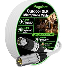 XLR to XLR Outdoor Cable 10FT, Premium Male to Female Microphone Cable, Pure Copper Mic Cord, LLDPE+PVC Double Jacket, UV Resistant, for Outdoor & Indoor, Gold-Plated Pins, Balanced Shielded, White