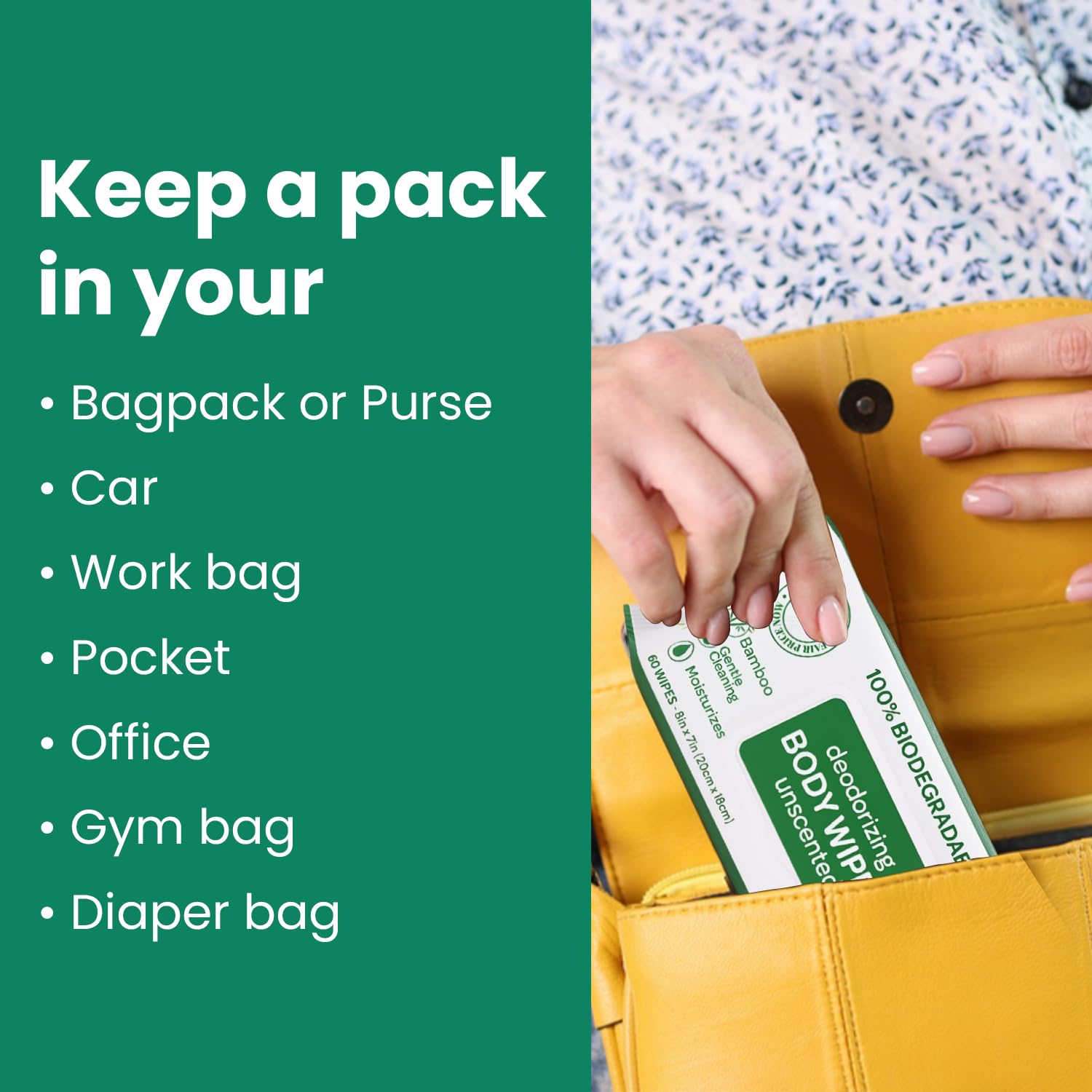 Body Wipe – Large Bamboo Deodorizing Wipes for Adults – Unscented, Moisturizing, Plant-Based, No Rinse Bathing Wipes for Travel, Gym, Elderly (24 CT)