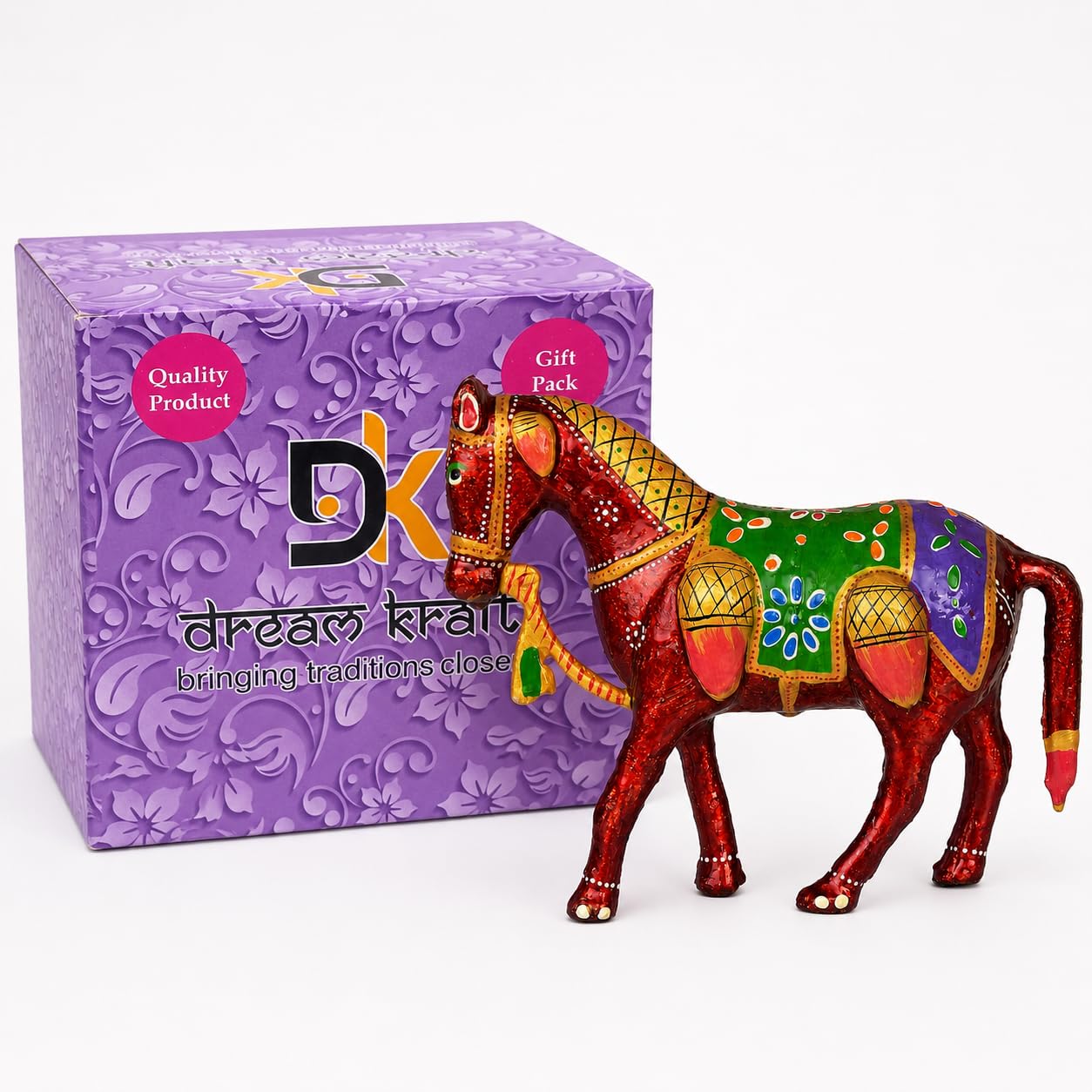 Red Painted Horse Figurine - Home Decor -7