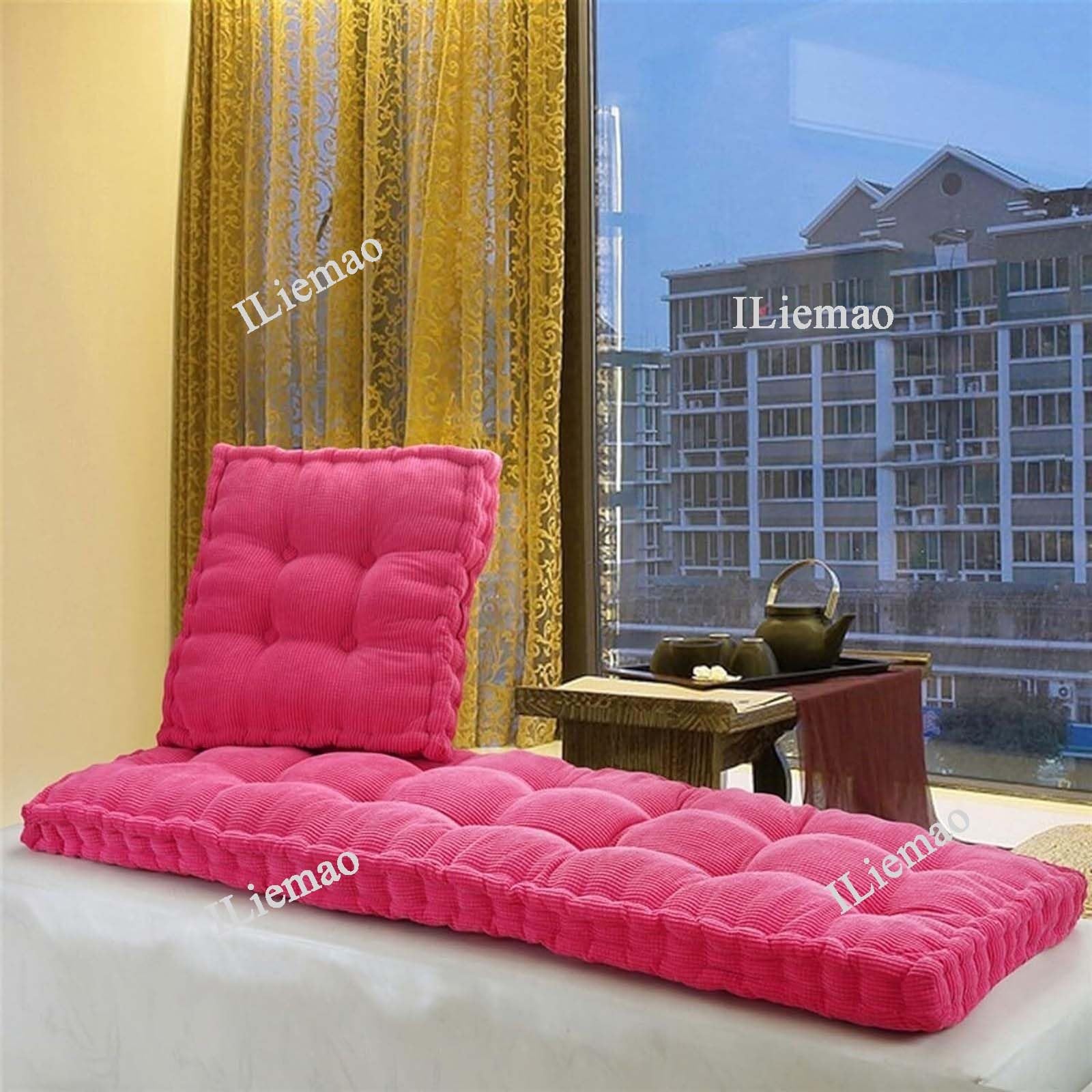 Matelas de Sol capitonné ou Coussin pour Banc de Jardin 1/2/3 Places, Banquette et Chaise Longue Palette, 170 cm, 180 cm, Coussin pour Banc 150 cm Exterieur Interieur sur Mesure(Rose Red 1d,110x55 cm