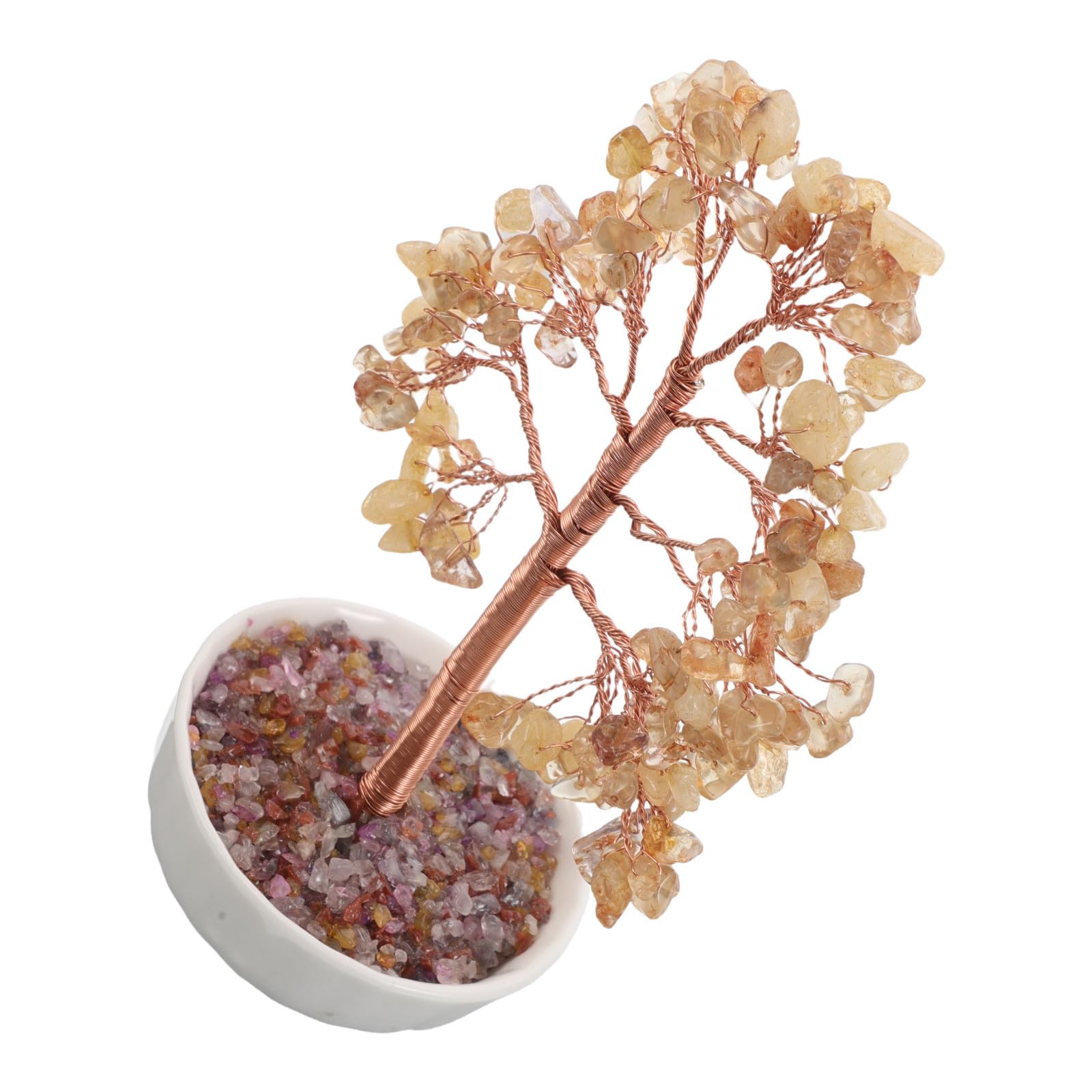Árbol de cristal amarillo adorno elegante de cerámica para casa u oficina