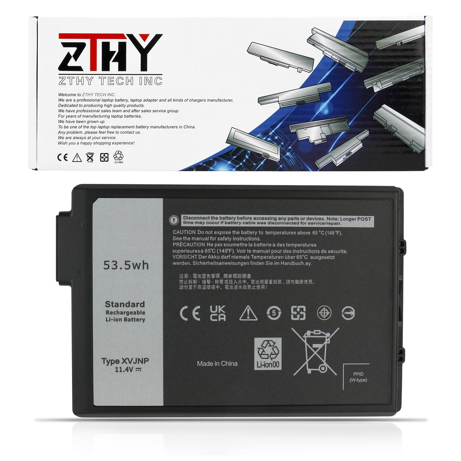 ZTHY New XVJNP Laptop Battery Replacement for Dell Latitude 5430 Rugged Latitude 7330 Rugged Series Notebook 6JRCP 06JRCP M0TN3 0M0TN3 KD1CT 451-BCWQ 11.4V 53.5Wh