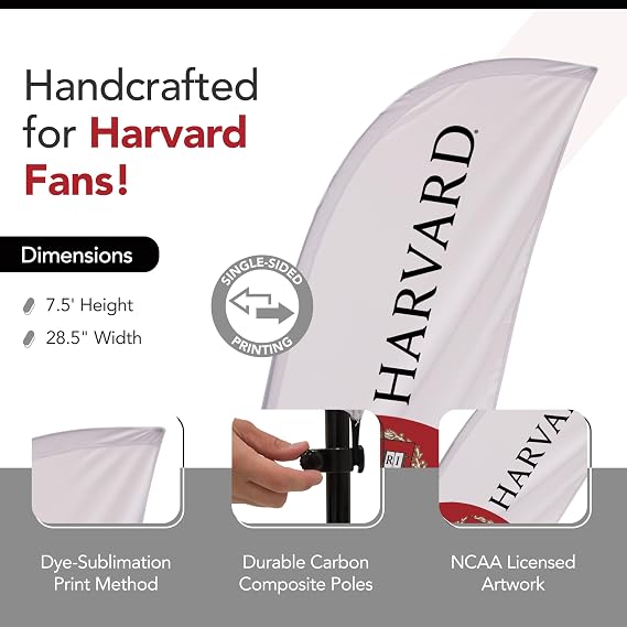 Harvard Crimson Feather Flag - Super Polyester - 7.5'