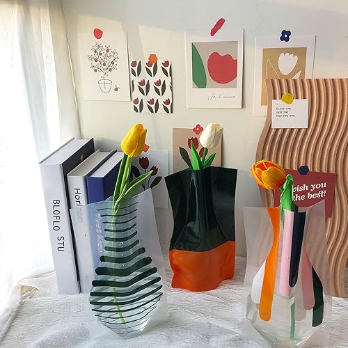 Miniatura 5 de BLOFLO - Florero plegable, florero plegable, florero expandible, jarrones de flores de plástico, jarrones extraíbles para centros de mesa,