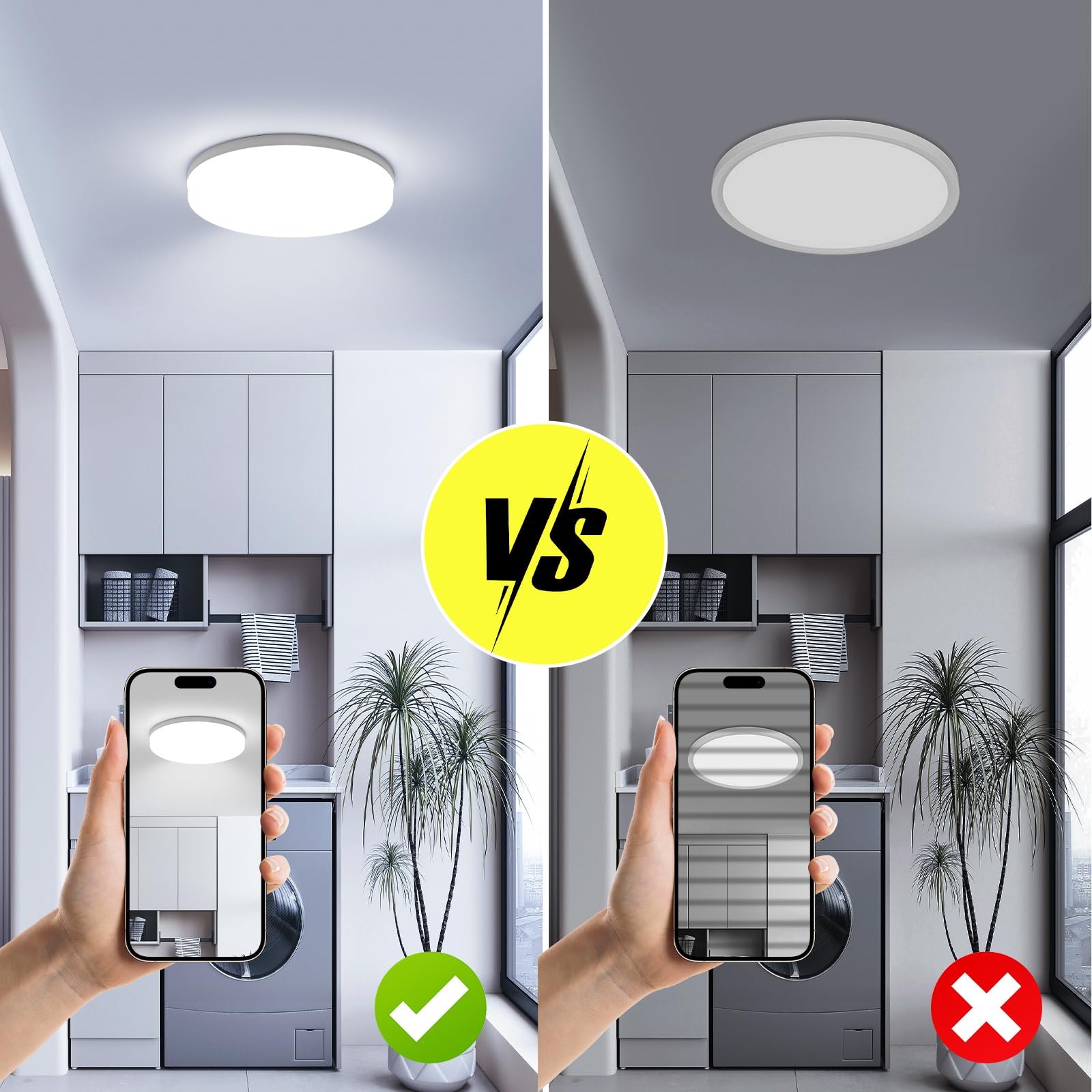 Kambo Lampada da Soffitto LED Luce Rotonda ∅30cm 48W Plafoniera LED Moderno IP44 Impermeabile Bianco Freddo 6500K 4320LM per Bagno Cucina Camera da letto Sala Soggiorno Corridoio Ufficio Cantina