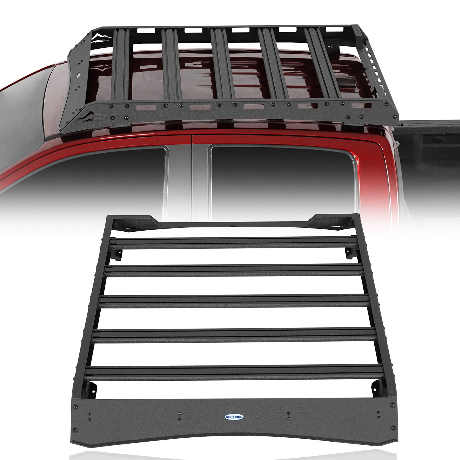 Hooke Road Colorado Roof Rack Aluminum Cross Bars for 2015-2022 Chevy Colorado & GMC Canyon Crew Cab, Overlanding Rooftop Crossbar Cargo Basket