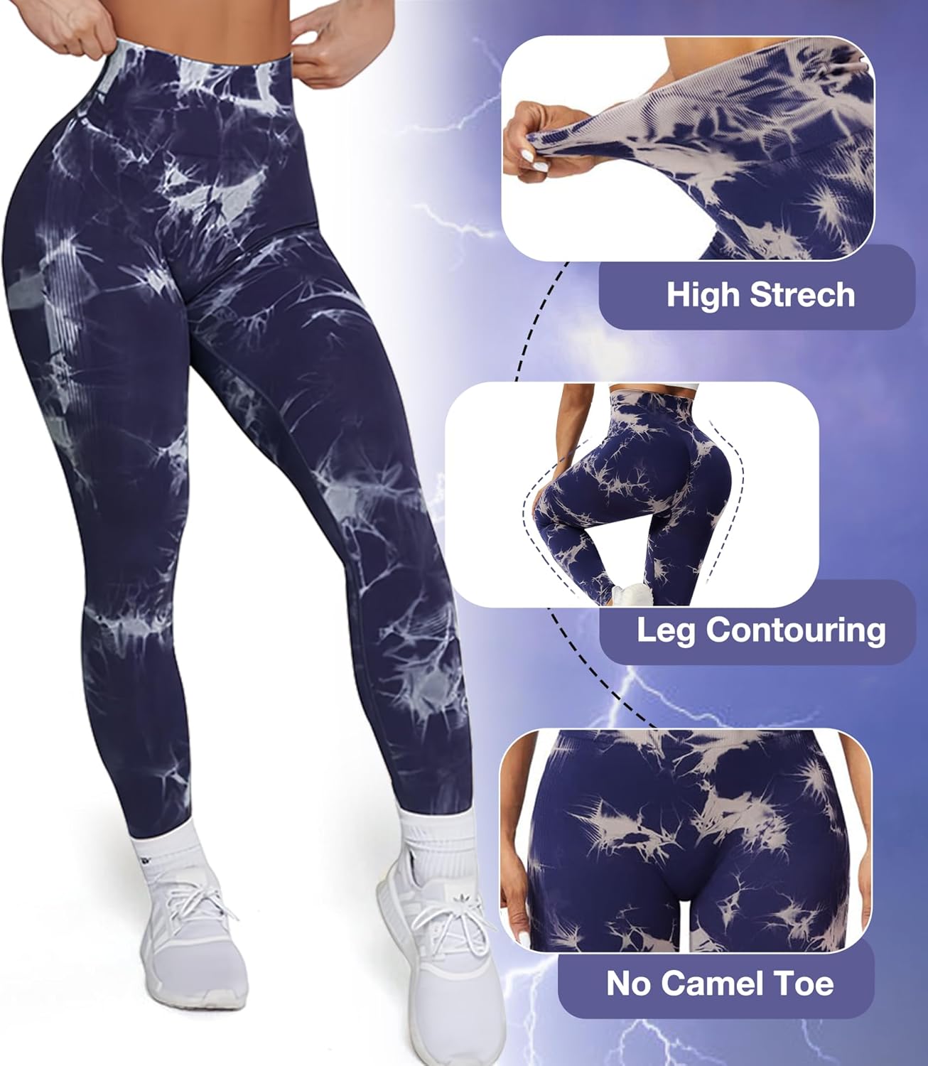 JGS1996 Tie Dye Scrunch Butt Lifting Leggings for Women Booty Sculpting Workout Tight High Waist Tummy Control Yoga Gym Pants - Image 4