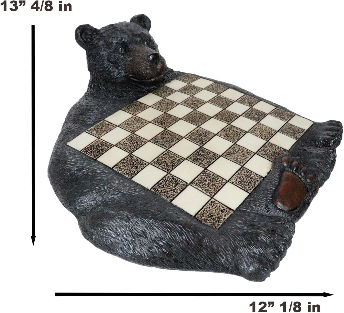 Ebros Gift Rustic Western Forest Black Bear Sculptural Checker Board with Black and Red Bear Paw Pieces Set Checkerboard Decorative Cabin Lodge Country Mountain Side Cottage Accent