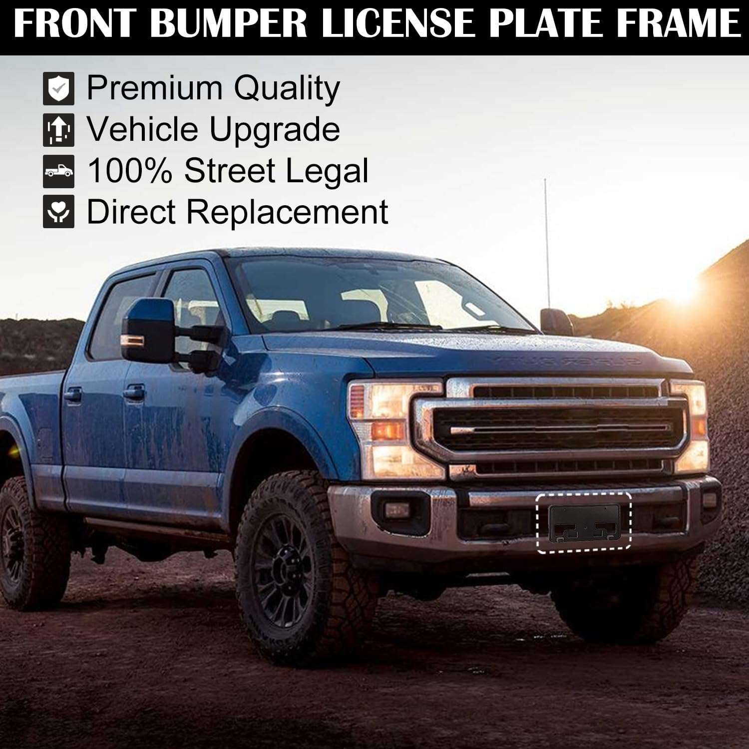 License Plate Frame Compatible with F250 F350 F450 Super Duty 2023 2024 2025 2026 Front Bumper License Plate Bracket Holder Replace FO1068203 PC3Z-17A385-AA PC3Z17A385AA
