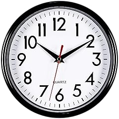 Bernhard Products Black Wall Clock 8 " Silent Non Ticking Quality Quartz Battery Operated Small