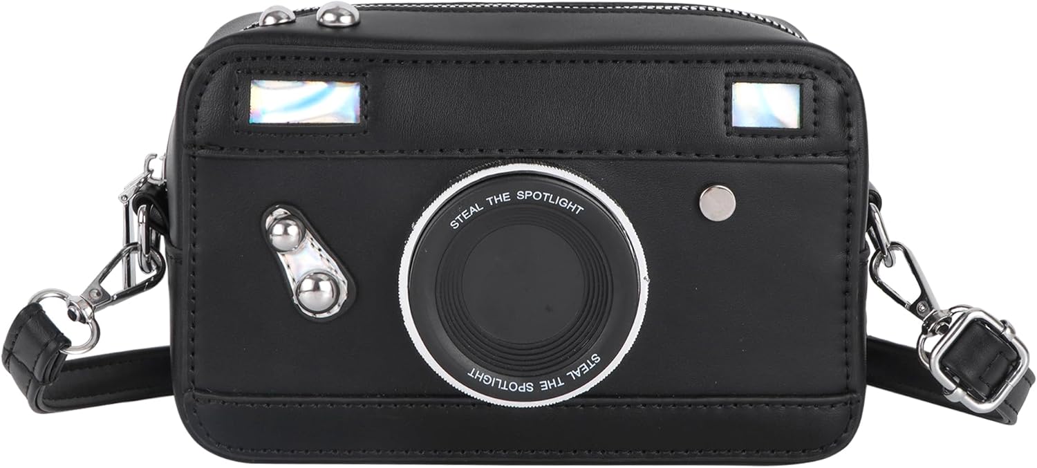 Felite Fnn Women Camera Shaped Crossbody Handbag Vintage PU Leather Shoulder Bag
