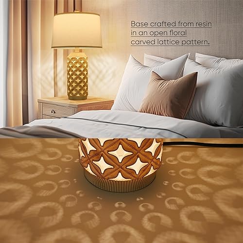 Miniatura 2 de Juego de 2 lámparas de mesa auxiliar de 23 pulgadas con base de resina, lámparas de noche blancas para mesita de noche, lámpara de mesa de extremo