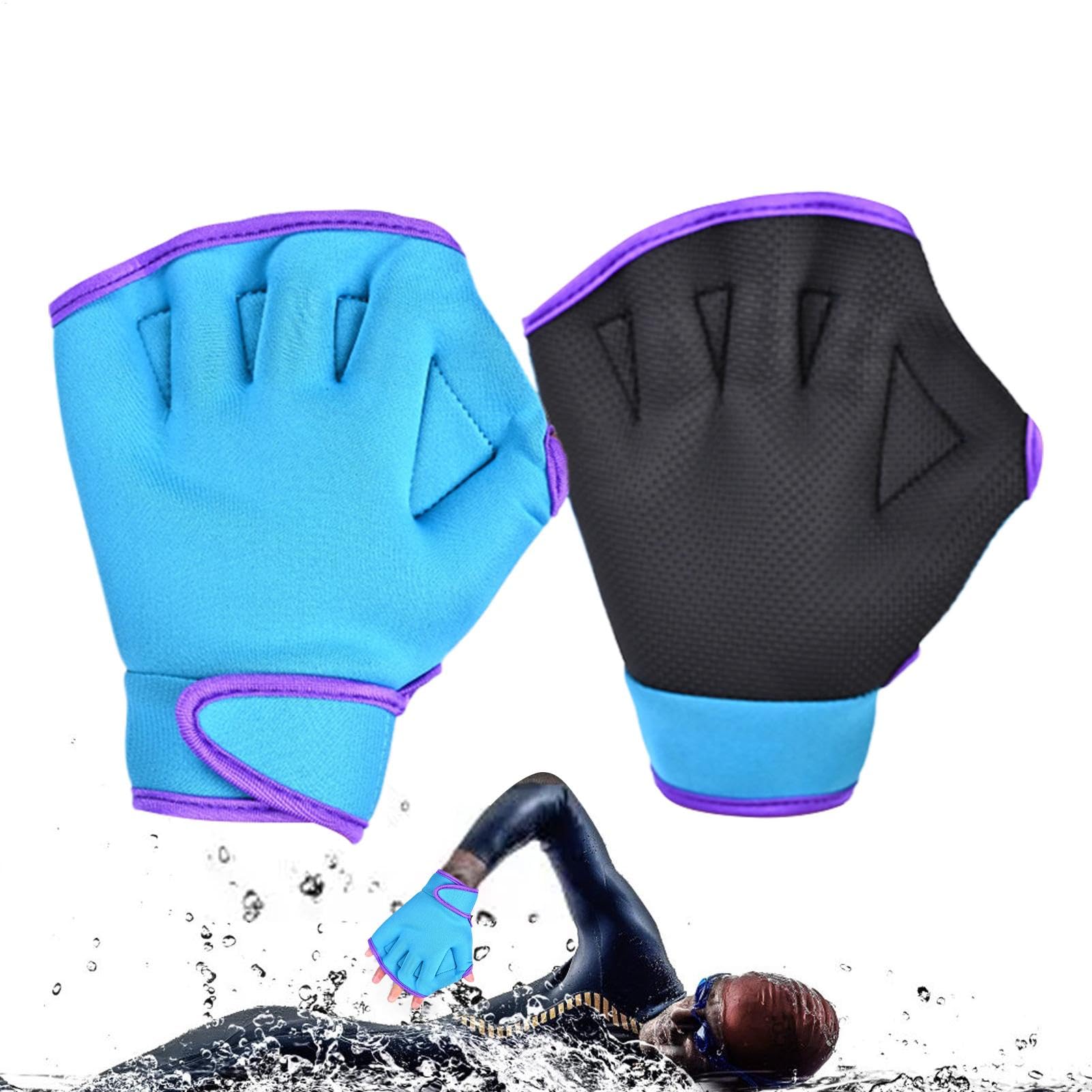 Swimming Resistant Gloves, Webbed Gloves Aquatic Mittens, Swim Training Water Diving Gear, Rubber Mittens No Fading for Men Women Children