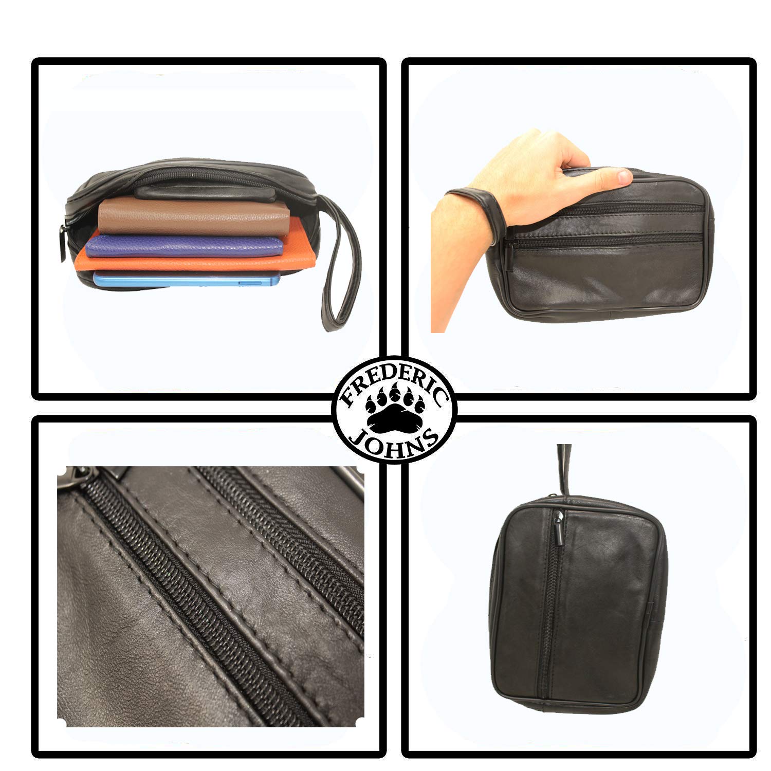 Frédéric Johns® - Herren-Handtasche, leer, Tasche, Leder, Schwarz
