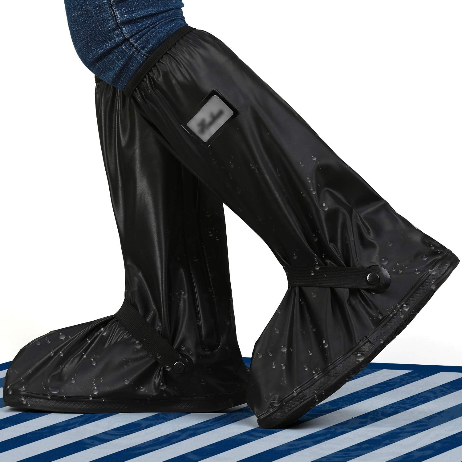 JUSPROJUSPRO Waterproof Shoe Cover Rain Boot Galoshes with Zipper and Reflector for Outdoor Sports Hiking Climbing Camping Scooter Travel - 1 Pair