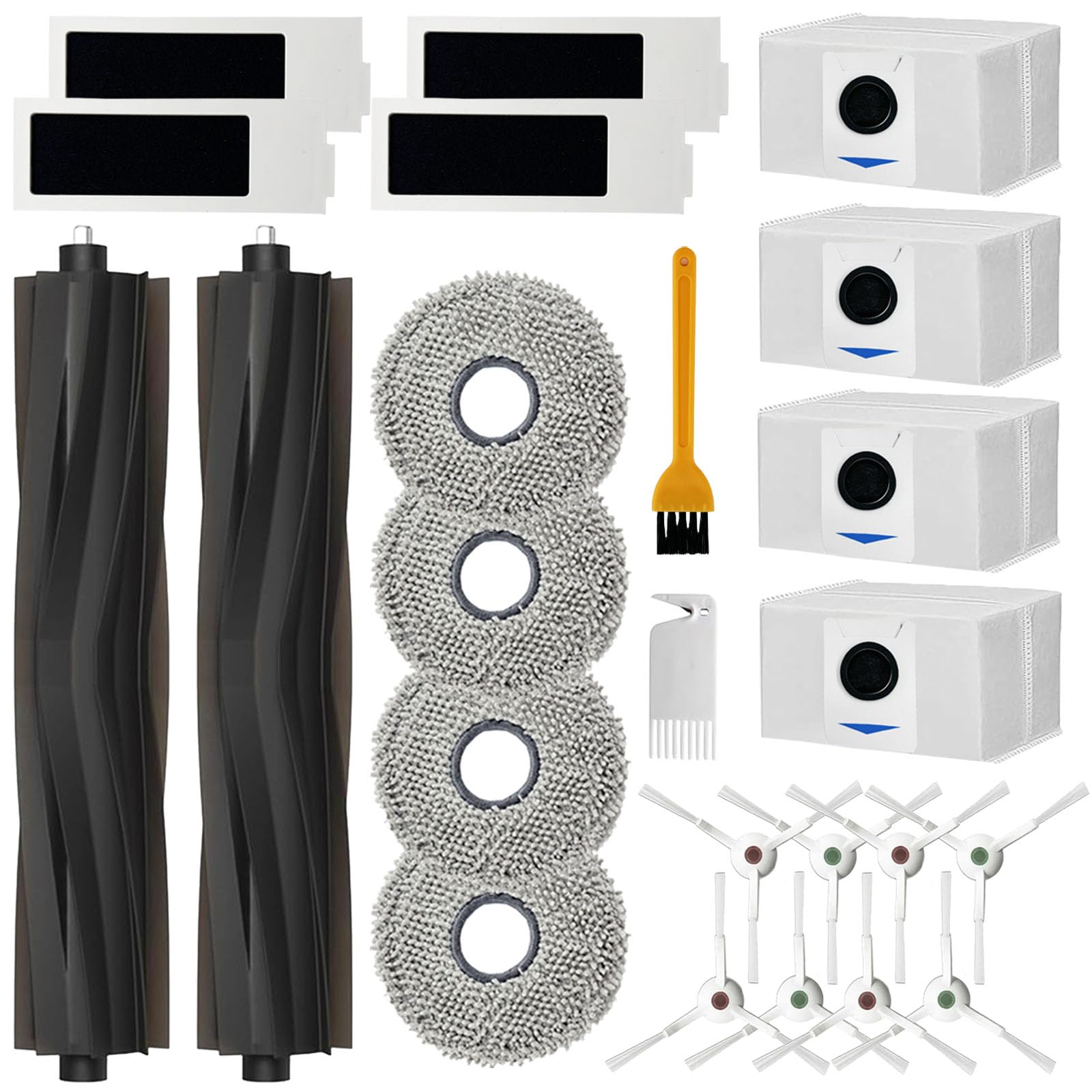 Photo 1 of 24 Pack Replacement Parts for ECOVACS Deebot T20 Omni / T20 Max / T20 Pro Robot Vacuum?Includes Main brushes, HEPA filter, Mop pad, Dust bag and Side brushes
