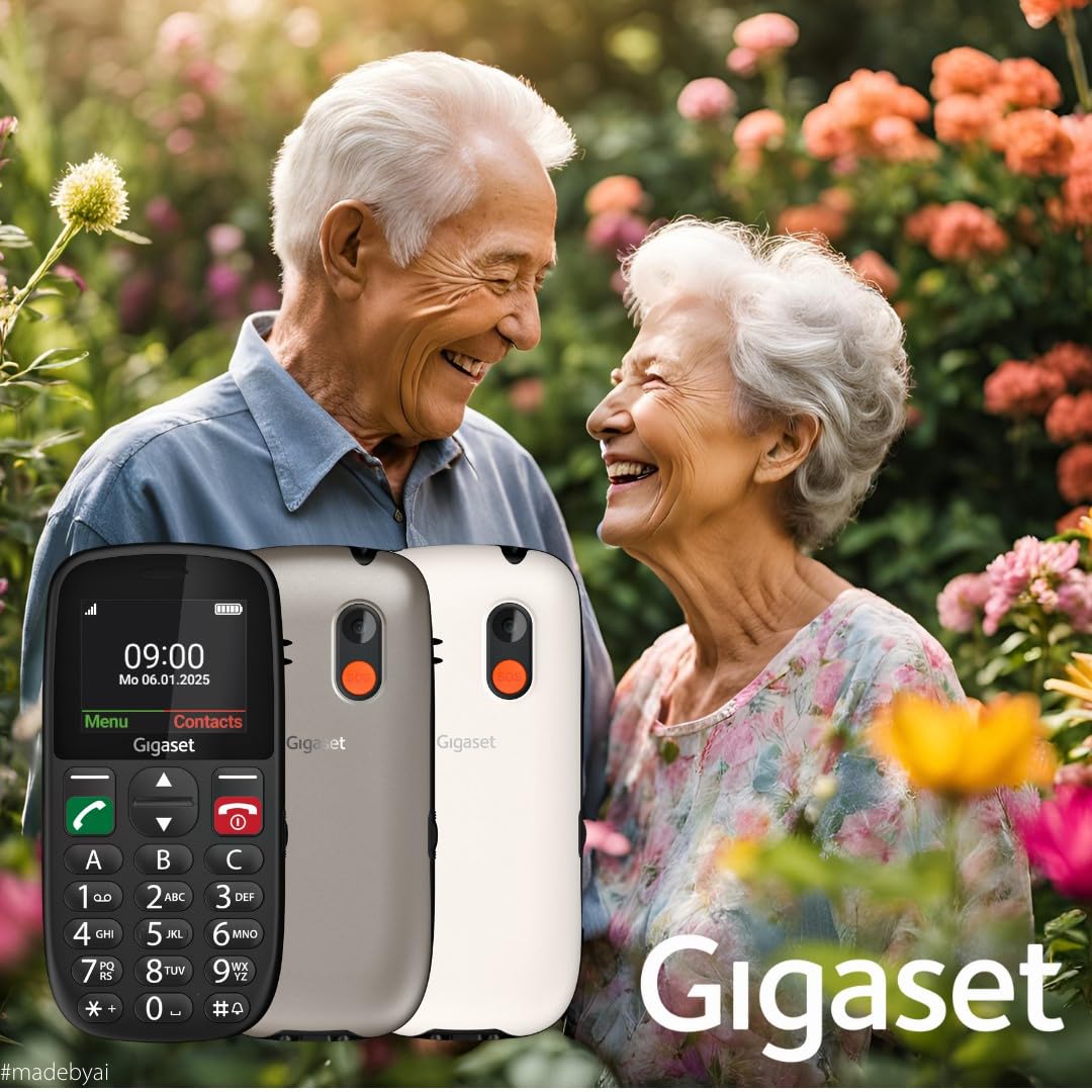 Gigaset GL395 Mobiltelefon – einfache Bedienung für Senioren, große Tasten & SOS-Notruftaste – Staub- & spritzwassergeschützt IP44 Schutzklasse – ohne Vertrag – 2,2 Zoll TFT-Farbdisplay, Titanium