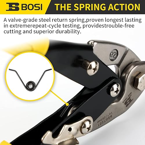 Miniatura 14 de Tijeras de hojalata de aviación de 10 pulgadas, corte derecho, cortador de chapa de alta resistencia, tijeras de corte de chapa de metal de acero al