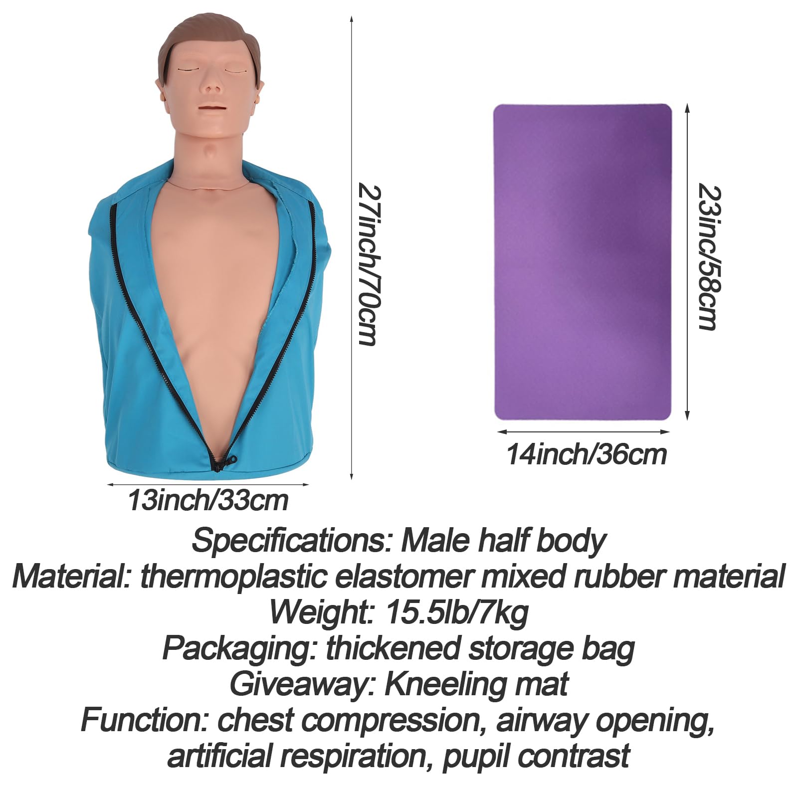 DRXRD Maniquí de Entrenamiento en RCP Maniquíes de Reanimación con Bolsa de Transporte y Tapete para Enseñar Ayuda de Entrenamiento de Emergencia