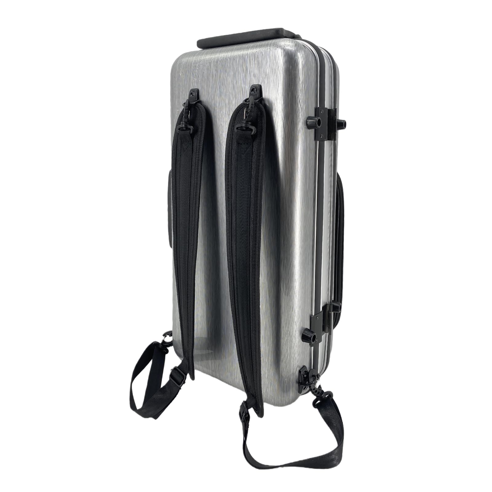 Funda de fibra de carbono para saxofón alto, ligera, impermeable, color plateado, a prueba de golpes, con cerradura de llave, asas dobles, correa de hombro acolchada gruesa y bolsillo