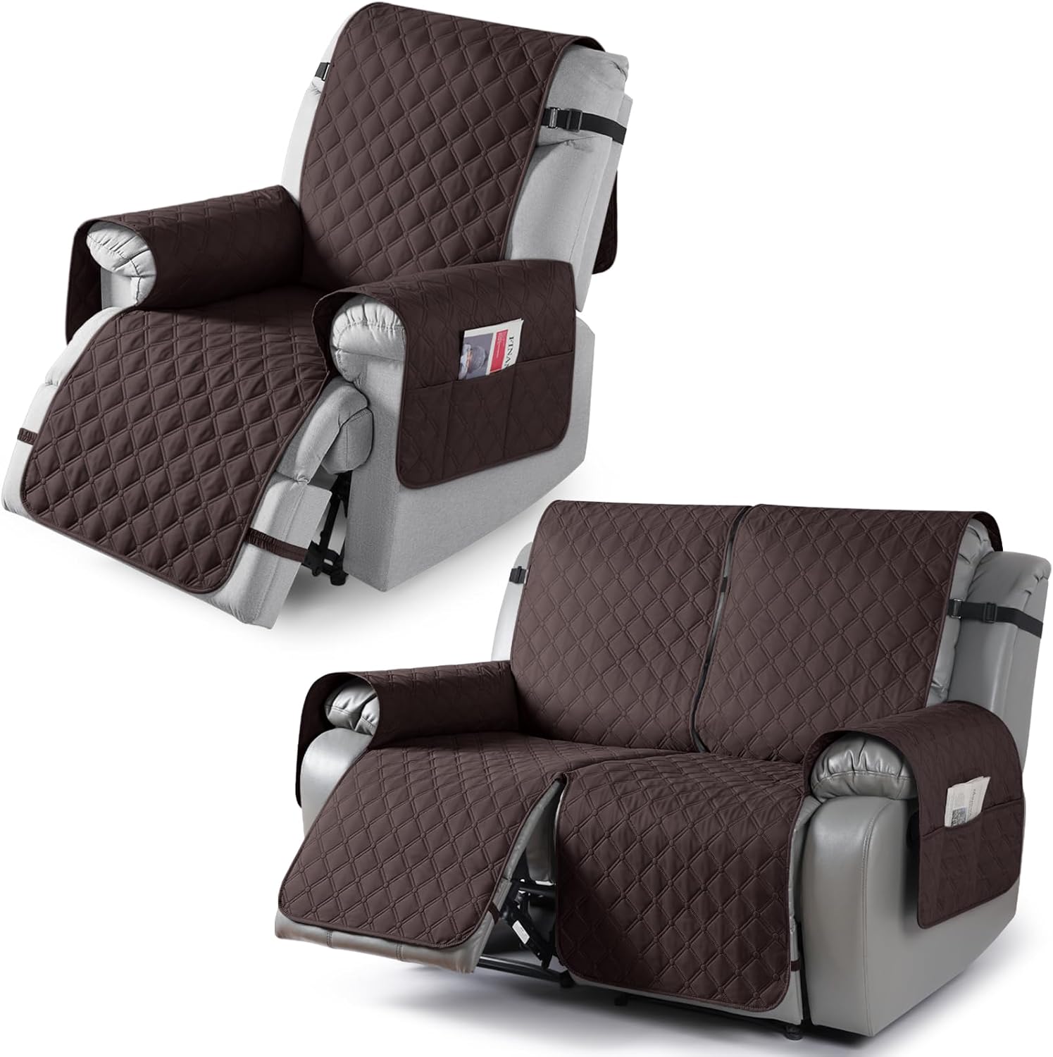 TAOCOCO 100% Waterproof Recliner Chair Cover & Loveseat Recliner Cover(Chocolate)