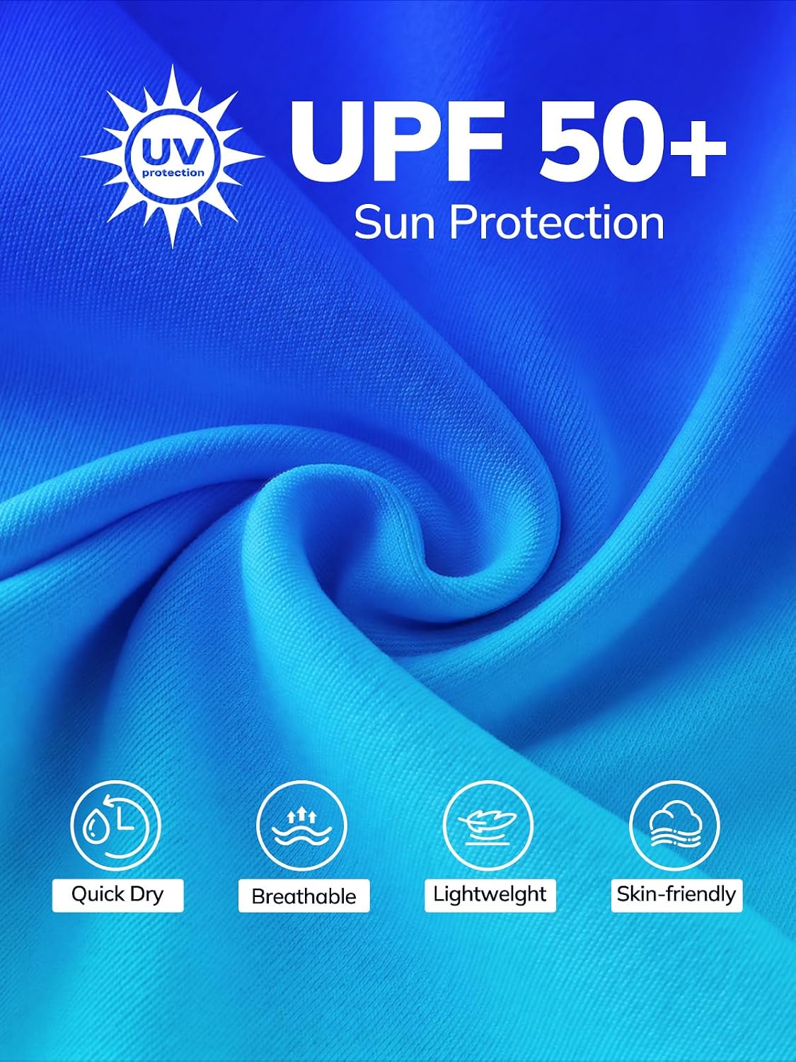 Teen Boys Swim Set Boys'swimwear 2 Piece Long Sleeve Rash Guard Boys Shirt Swim Trunks with Compression Liner UPF 50+ Blue Swimsuit 14-16