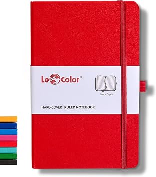 LE COLOR Undated Classic Notebook Rec Note 13x21 Striped Red