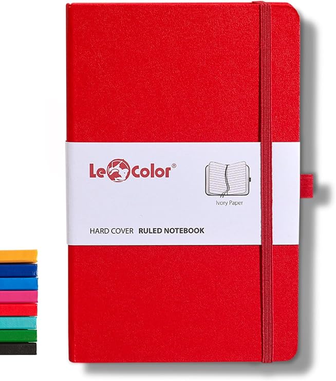 LE COLOR Undated Classic Notebook Rec Note 13x21 Striped Red