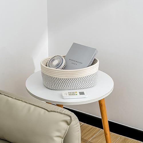 Miniatura 2 de CubesLand Cestas pequeñas de almacenamiento tejidas para estantes, contenedores de almacenamiento de armario para estantes, cestas de cuerda para