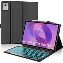 Keyboard Case for Lenovo Idea Tab Plus 12.1 inch/Tab K12 2025, 7-Color Backlit, Magnetic Detachable Keyboard, Folio Case with Pen Holder for Lenovo Tablet Plus 12.1'' TB365FC/TB361ZU/TB361FU