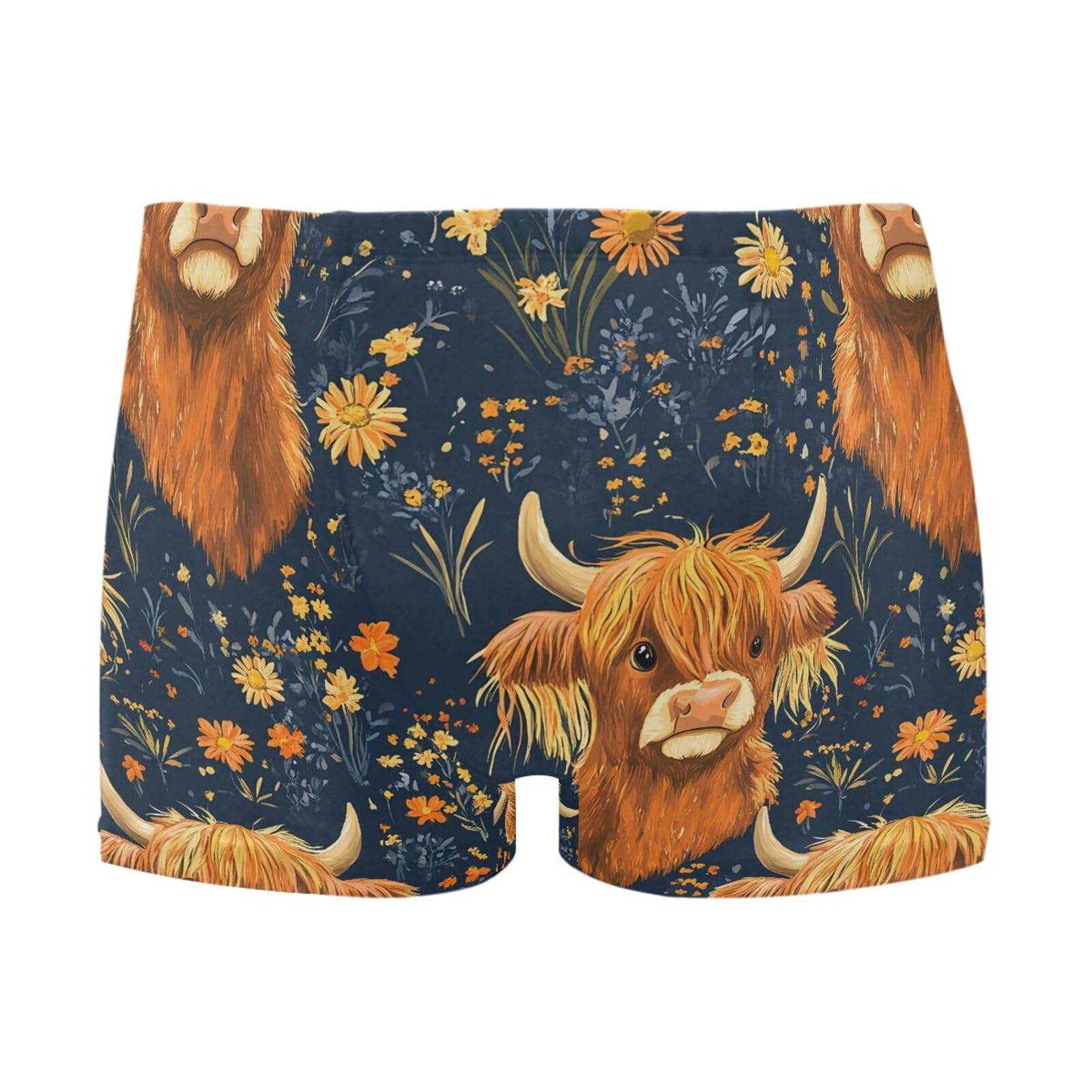 UMIRIKO Cute Highland Cows Men Swim Brief Square Leg Swimsuit Swimwear Bathing Suits for Men M 202c0038