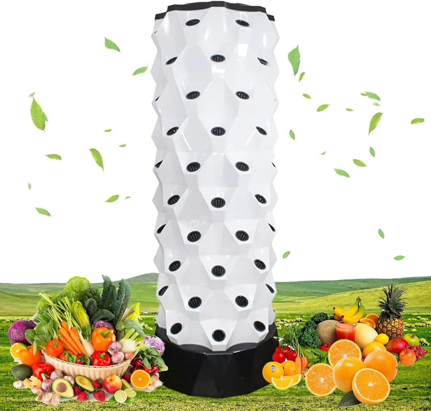 FLTRGO Hydroponic Tower Growing sytem, Indoor hydroponic Grow System, Vertical Grow Tower Sites with Pump and Movable Water Tank, for Herbs, Fruits and Vegetables,8floors