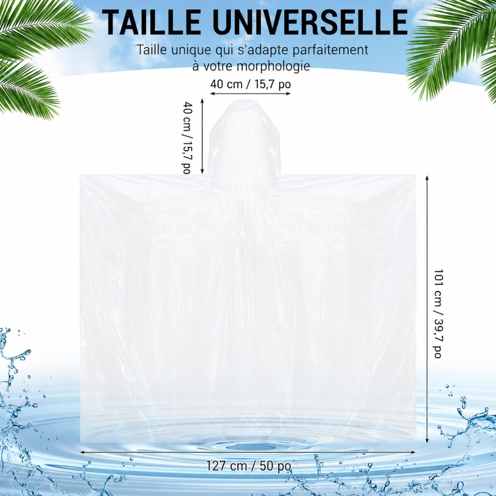 Lot de 108 Ponchos de Pluie pour Adultes, Imperméables d'Urgence Épais avec Capuche, Cape de Pluie Transparente Unisexe pour Randonnée, Camping, Parcs d'Attractions et Événements en Plein Air
